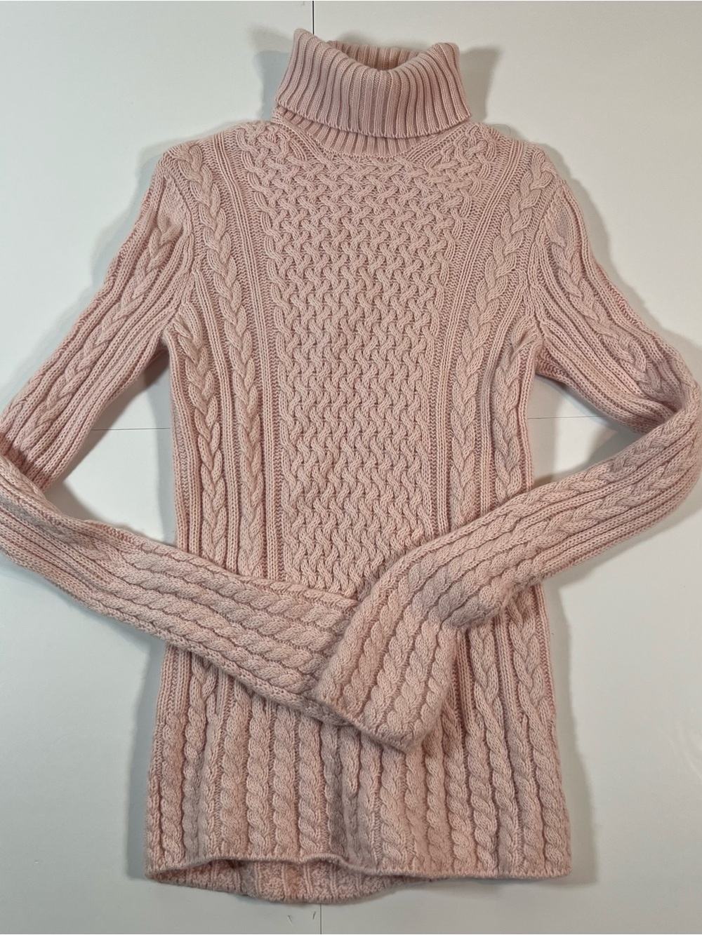 Loro Piana Pink Cable Knit Turtleneck Sweater IT 44